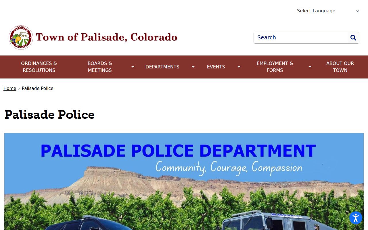 Palisade warrant records police page showing public record contact route